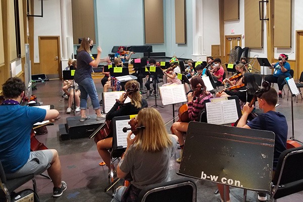 string ensemble with middle school students